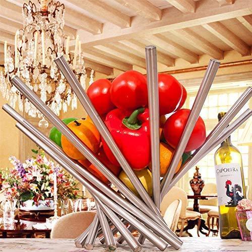 PENGKE Creative Stainless Steel Rotation Fruit Bowl,Fruit Basket Fruit Stand Fruit Holder For Kitchen Storage Rack,Silver