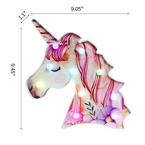 Pooqla LED Unicornio Night Light Lamp Kids Marquee Lights Unicorn Shape Signs Light Up Christmas Party Wall Decoration Battery Operated (Pink)