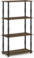 Furinno (99557BK/GY) Turn-N-Tube 4-Tier Multipurpose Shelf Display Rack - Black/Grey