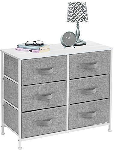 Sorbus Dresser with 5 Drawers - Furniture Storage Tower Unit for Bedroom, Hallway, Closet, Office Organization - Steel Frame, Wood Top, Easy Pull Fabric Bins (Black/Charcoal)