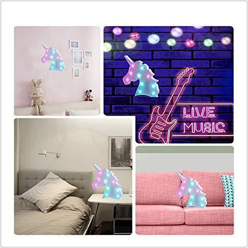 Pooqla LED Unicornio Night Light Lamp Kids Marquee Lights Unicorn Shape Signs Light Up Christmas Party Wall Decoration Battery Operated (Pink)