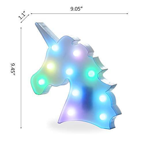 Pooqla LED Unicornio Night Light Lamp Kids Marquee Lights Unicorn Shape Signs Light Up Christmas Party Wall Decoration Battery Operated (Pink)