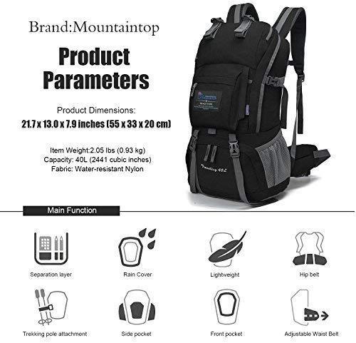 MOUNTAINTOP 40L Hiking Backpack for Outdoor Camping