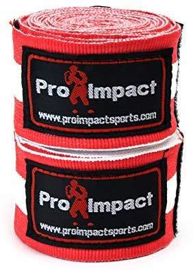 Pro Impact Mexican Style Boxing Handwraps 180" with Closure – Elastic Hand & Wrist Support for Muay Thai Kickboxing Training Gym Workout or MMA for Men & Women - 1 Pair