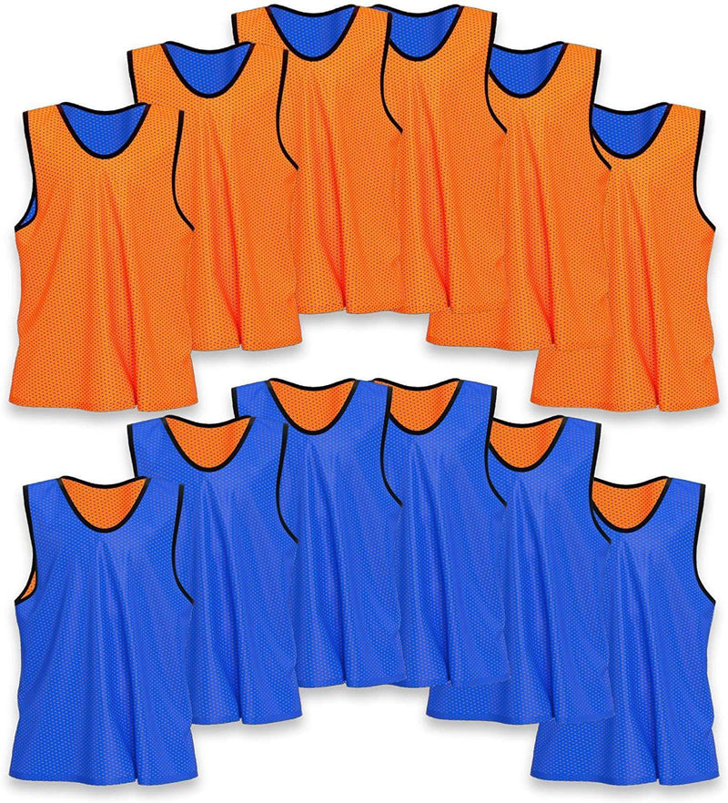 Unlimited Potential Nylon Mesh Scrimmage Team Practice Vests Pinnies Jerseys Bibs for Children Youth Sports Basketball, Soccer, Football, Volleyball (Pack of 12)