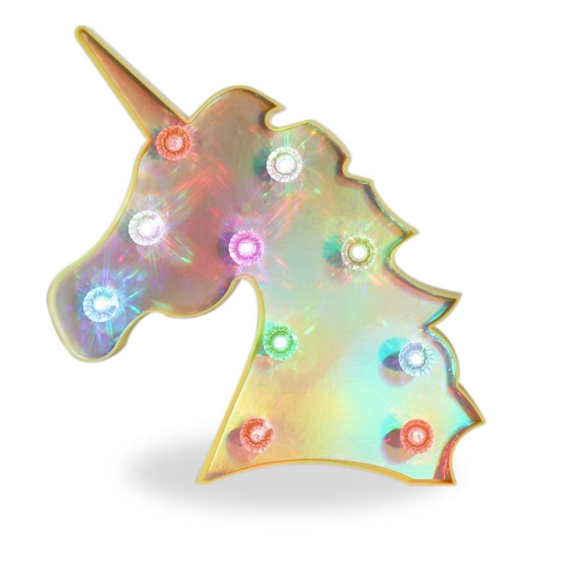 Pooqla LED Unicornio Night Light Lamp Kids Marquee Lights Unicorn Shape Signs Light Up Christmas Party Wall Decoration Battery Operated (Pink)