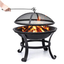 KingSo Outdoor Fire Pit 22'' Patio Fire Steel BBQ Grill Fire Pit Bowl with Mesh Spark Screen Cover, Log Grate, Poker for Camping Picnic Bonfire Patio Backyard Garden Beaches Park