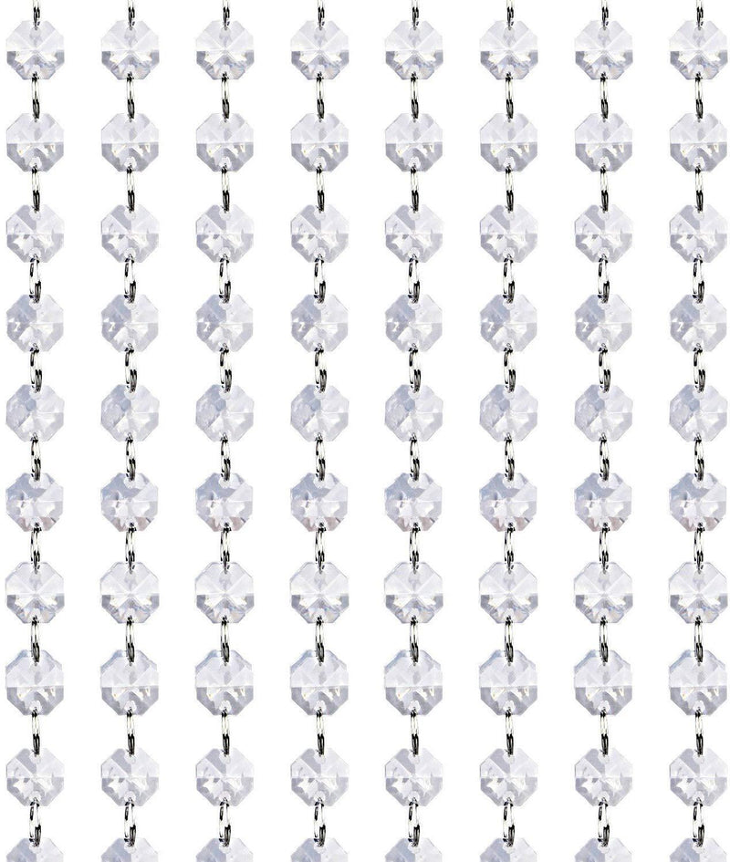 Crystal Acrylic Gems Bead Garland Strands, KinHom 16 Feet Hanging Clear 14mm Daimond Beads Chain Garlands for Manzanita Tree Centerpiece, Chandelier Bead Lamp Chain, Christmas/Wedding Party Decoration