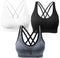AKAMC 3 Pack Women's Medium Support Cross Back Wirefree Removable Cups Yoga Sport Bra