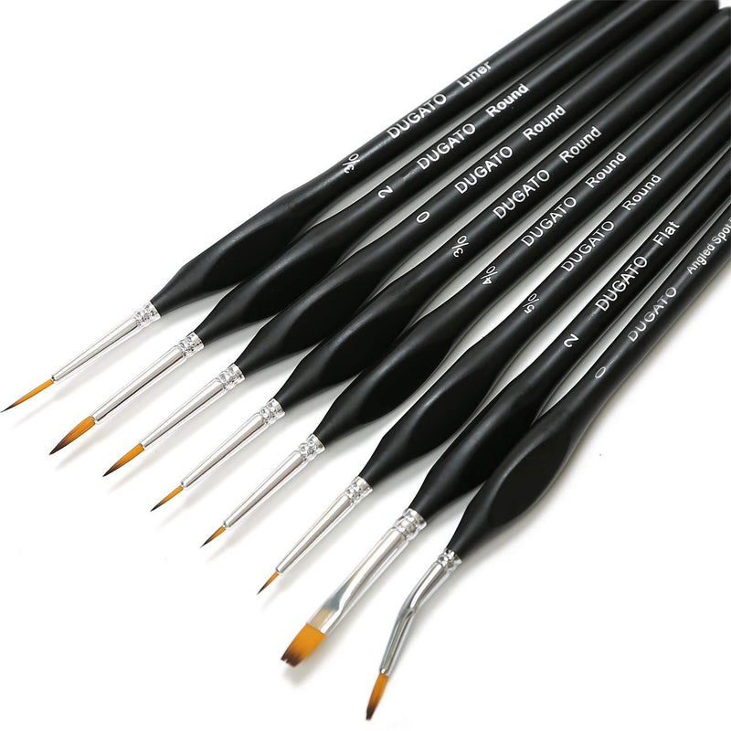 DUGATO Micro Detail Paint Brush Set, 8pcs Tiny Professional Fine Miniature Paint Brushes Kit with Ergonomic Handle for Acrylic, Oil, Watercolor, Art, Scale Model, Face, Paint by Numbers (VIII)