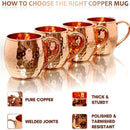 B. WEISS Moscow Mule Copper Mugs 100% Pure Copper, Premium Quality Set Of 4 Copper Mugs 16 Oz Solid Copper cups+JIGGER+STRAWS+COASTERS+SPOON -HANDCRAFTED- Food Safe- Gift Set