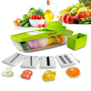 Mandoline Slicer Kainnt Adjustable Mandoline with 5 Thickness Settings Interchangeable Stainless Steel Blades -Vegetable Peeler Slicer+One Clean Brush, Food Container