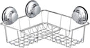 iPEGTOP Suction Cup Corner Shower Caddy Bath Shelf - Combo Organizer Basket Holder with Soap Dish and 8 Hooks - Rustproof Stainless Steel for Bathroom Storage