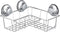 iPEGTOP Suction Cup Corner Shower Caddy Bath Shelf - Combo Organizer Basket Holder with Soap Dish and 8 Hooks - Rustproof Stainless Steel for Bathroom Storage