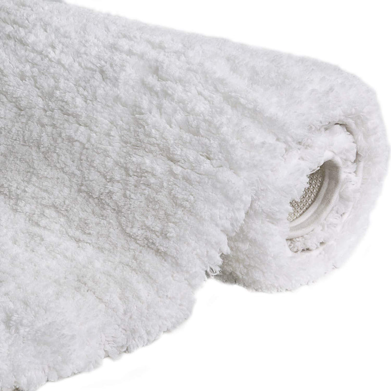 Lifewit Bath Mat White Bathroom Rug Soft Shag Water Absorbent Non-Slip Rubber, 20" x 32"