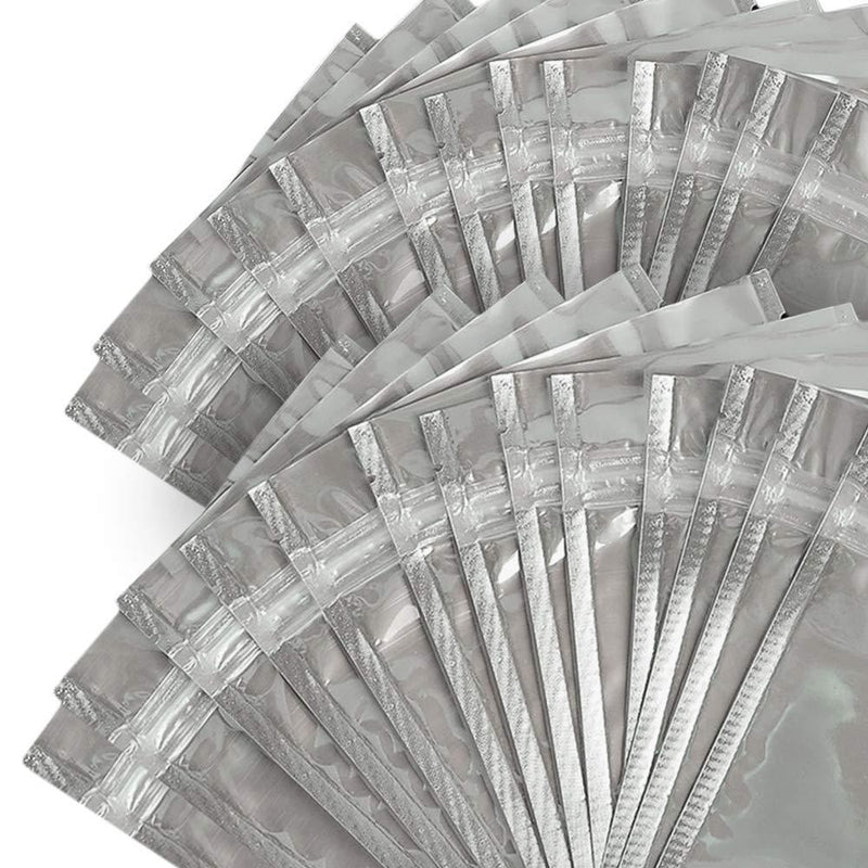 QYQBOON 100 Pcs Resealable Zip Lock Mylar Bag, Stand Up Pouch Bags, Heavy Duty Clear Silver Front with Aluminum Foil Back, Smell Proof Pouches for Food Storage, 3.5" x 5.9" Inch
