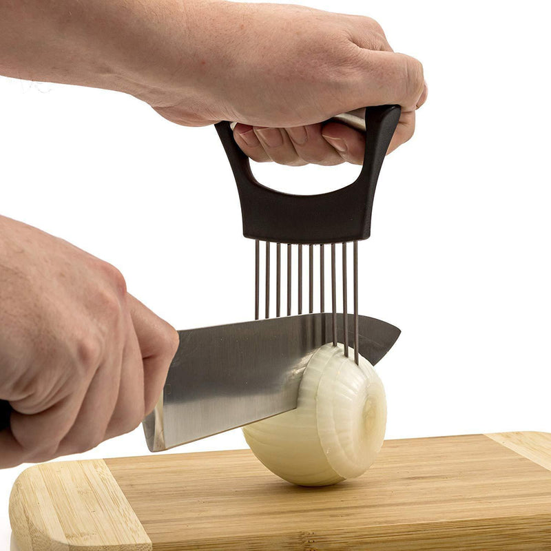 HanleyDepot Onion Slicer Holder Stainless Steel, Vegetable Holder for Slicing