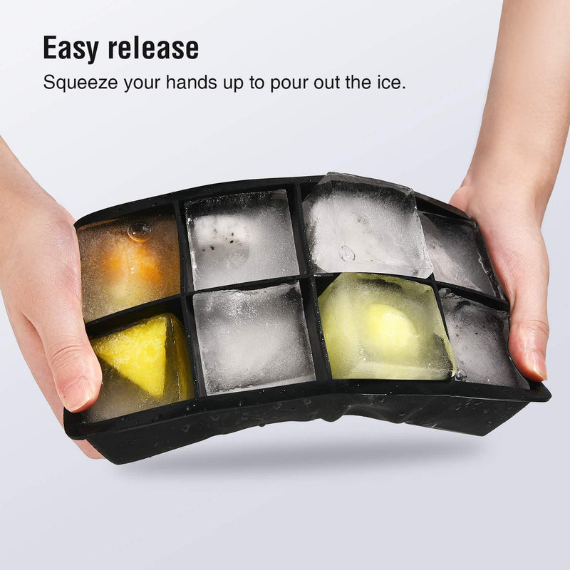 Totally Kitchen Ice Cube Trays Silicone Large Square Ice Cube Molds for Whiskey and Cocktails, Keep Drinks Chilled, Reusable and BPA Free (2pc/Pack)