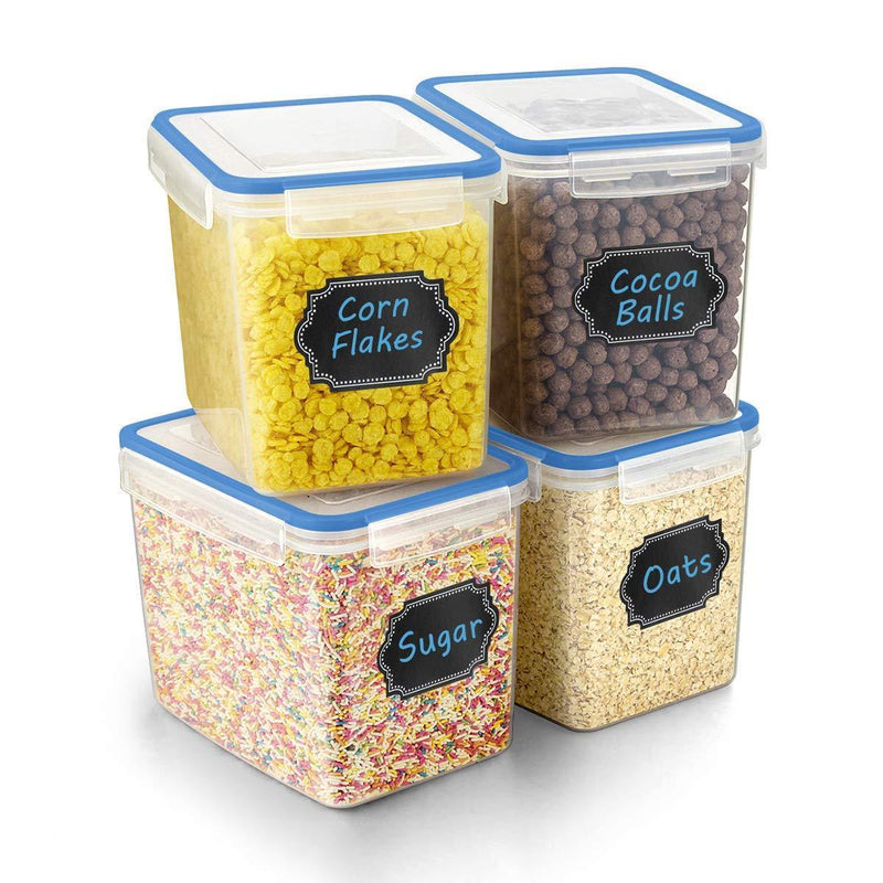 Food Storage Containers Airtight Containers- Estmoon Plastic Cereal Containes, Kitchen Storage Containers - Leak proof, Locking Lids BPA Free- For Cereal, Flour, Pet Food, Set of 4 (122.99 oz / 3.6L)