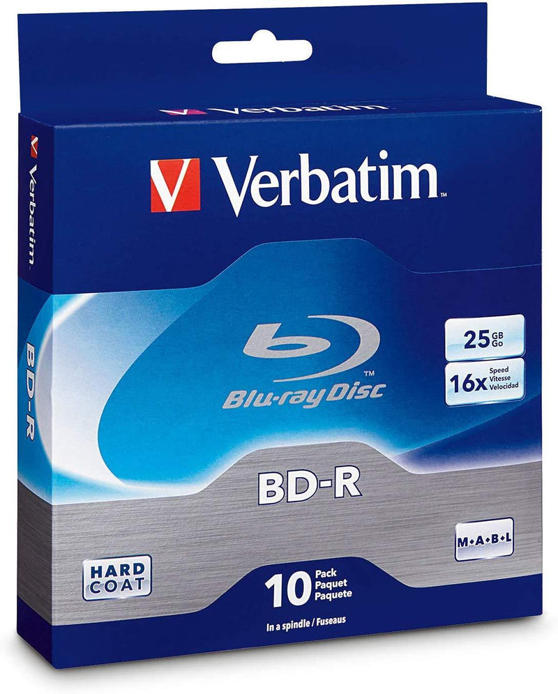 Verbatim BD-R 25GB 16X Blu-ray Recordable Media Disc - 10 Pack Spindle - 97238