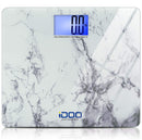 High Precision Digital Bathroom Weight Scale 440 Pound Capacity, Ultra Wide Heavy-Duty Platform with Elegant Marble Design by iDOO