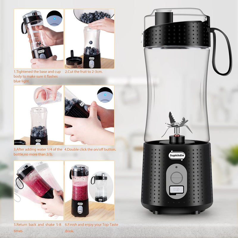 380ML Portable Blender for Smoothies Juices and Shakes 4000MAh Mini Blender  &Travel- Red 
