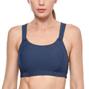 SYROKAN Women's Front Adjustable Lightly Padded Wirefree Racerback High Impact Sports Bra