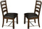 Emerald Home Castlegate Pine Brown Dining Chair with Upholstered Faux Leather Seat, Ladder Back, And Turnbuckle Bracing, Set of Two