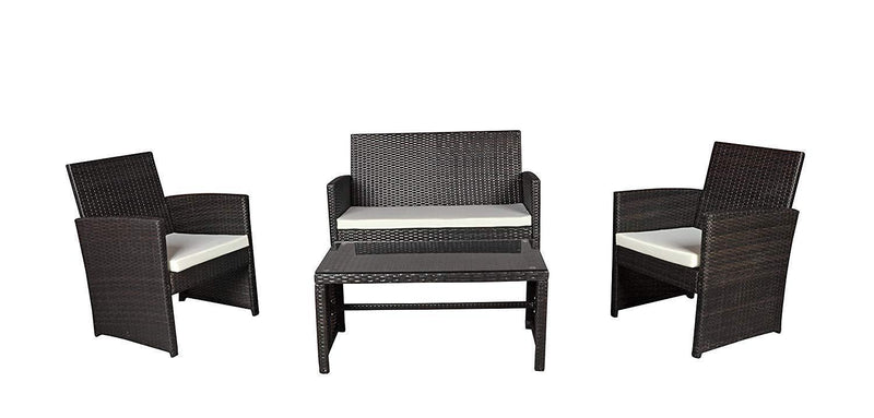 Modern Outdoor Garden, Patio 4 Piece Seat - Wicker Sofa Furniture Set (Grey)