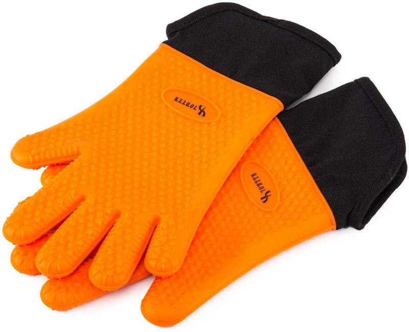 YOHEER Silicone Oven Mitts, Extra-long Quilted Cotton Lining,Heat Resistant Kitchen Potholder Gloves