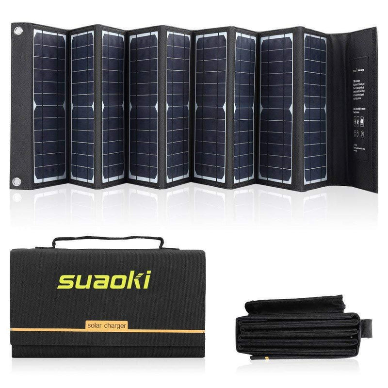SUAOKI Solar Charger 60W Portable Solar Panel Foldable High Efficiency 5V USB 18V DC Dual Output Charger for Laptop Tablet GPS iPhone iPad Camera Other 5-18V Device