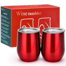 TOMTOO Insulated Wine Tumbler With Lid,12 oz Double Wall Vacuum Insulated Stainless Steel Wine Glasses for Wine, Coffee, Drinks, Champagne, Cocktails，2 Pack