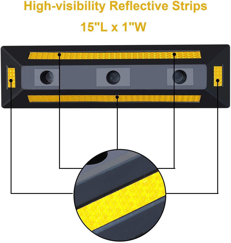 2 Pack Heavy Duty Rubber Parking Blocks Wheel Stop for Car Garage Parks Wheel Stop Stoppers Professional Grade Parking Rubber Block Curb w/Yellow Refective Stripes for Truck RV, Trailer 21.25"(L)