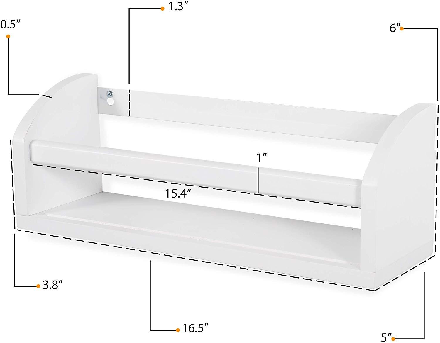Wallniture Lissa Shelf Nursery Baby Room Wood Floating Wall Shelf White Kid's Room Bookshelf Display Decor 17 inch Set of 2