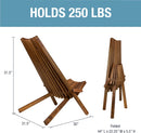 CleverMade Tamarack Folding Wooden Outdoor Chair -Stylish Low Profile Acacia Wood Lounge Chair for the Patio, Porch, Lawn, Garden or Home Furniture - Cinnamon