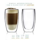 Coffee or Tea Glass Mugs Drinking Glasses Set of 2-15oz Double Walled Thermo Insulated Cups, Latte Cappuccino Espresso Glassware