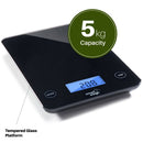 Smart Weigh Digital Glass Top Kitchen and Food Scale, 5- Unit Modes, Liquid Measurement Technology, Professional Design, Black