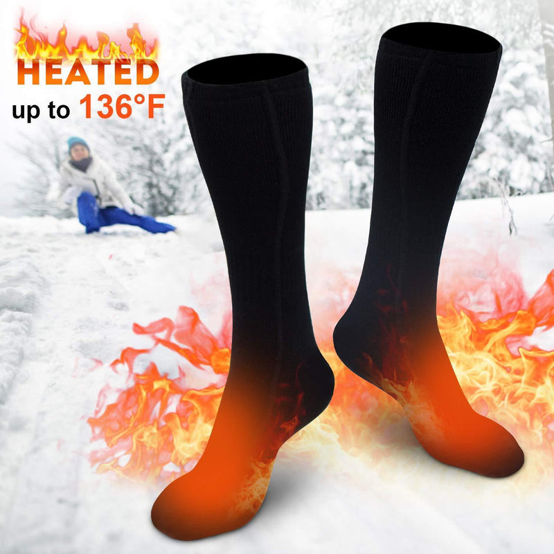 XBUTY Heated Socks for Women Men, Rechargeable Electric Socks Battery Heated Socks, Cold Weather Thermal Socks Sports Outdoor Camping Hiking Warm Winter Socks