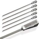 Grill Beast BBQ Skewers - 6 Reusable Flat Blade Stainless Steel with Sharp, Angled Points for Grilling Seafood, Vegetable, or Fruit Kebabs