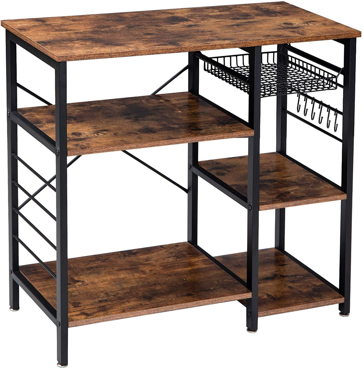IBUYKE Industrial Kitchen Baker’s Rack, Coffee Bar, Utility Storage Shelf, Microwave Oven Stand, 4-Tier+3-Tier Table for Spice Rack, Simple Assembly TMJ021H