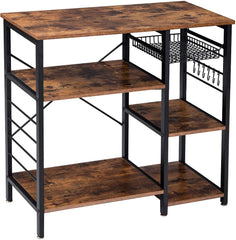 IBUYKE Industrial Kitchen Baker’s Rack, Coffee Bar, Utility Storage Shelf, Microwave Oven Stand, 4-Tier+3-Tier Table for Spice Rack, Simple Assembly TMJ021H