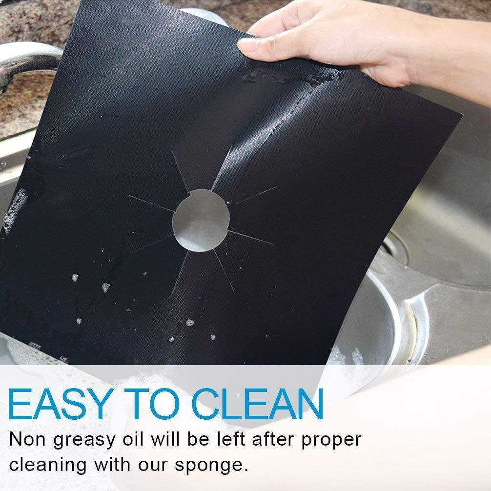 Oyydecor 10 Pack Gas Stove Burner Covers - Reusable Gas range protectors Non-stick Stovetop Burner Liners for Kitchen/Cooking, 0.2 mm Double Thickness, Cuttable, Dishwasher Safe, Easy to Clean (10.6" x 10.6")