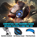 MODOHE USB Gaming Headset for PC, 7.1 Surround Sound Computer Gaming Headphones, PC Headset with Noise Canceling Mic Volume Control LED Light for PC Mac Laptop
