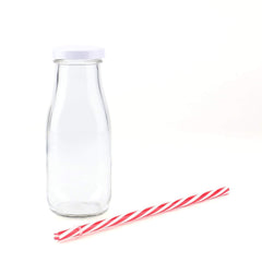 Kingrol 12 Pack Reusable Glass Milk Bottles, 11 oz Vintage Dairy Bottles with Straws & Metal Screw on Lids, Milk Bottle for Parties, Weddings, BBQ, Picnics