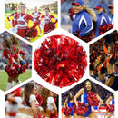 TTSAM 4 Pack (2 Pair) Metallic Foil Cheerleader Pom Poms & Plastic Ring Cheer Poms with Baton Handle Cheerleading Pompoms for Sports Party Dance Team Accessories Cheering Squad Spirit (Red & Silver)