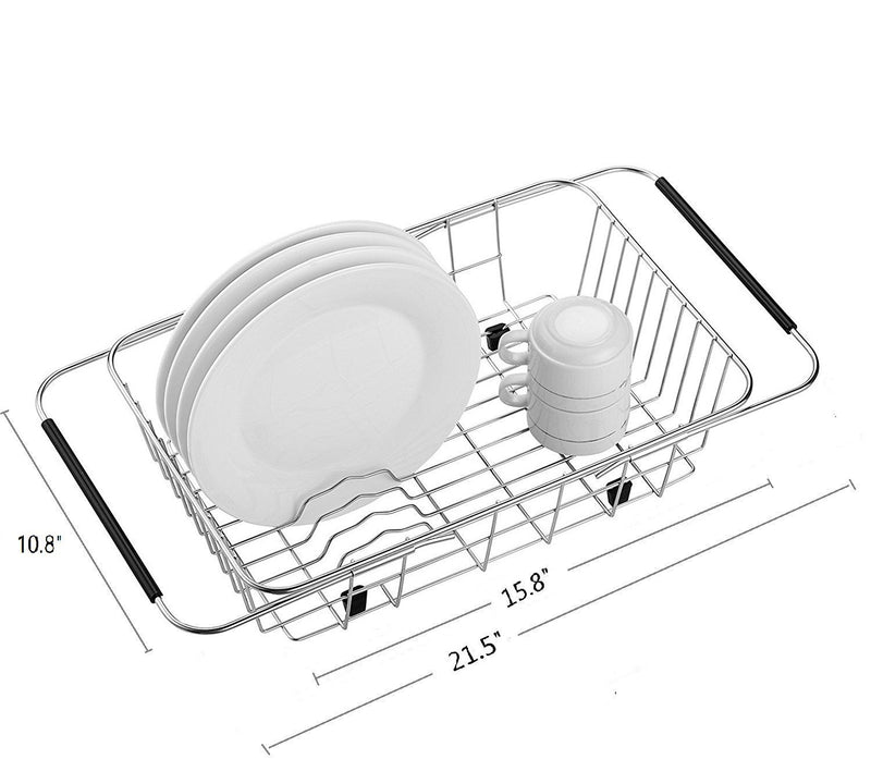 MOHICO Expandable Dish Drying Rack, Dish Drainer On Counter,Over Sink or In Sink Dishes Holder,Rust Proof Stainless Steel