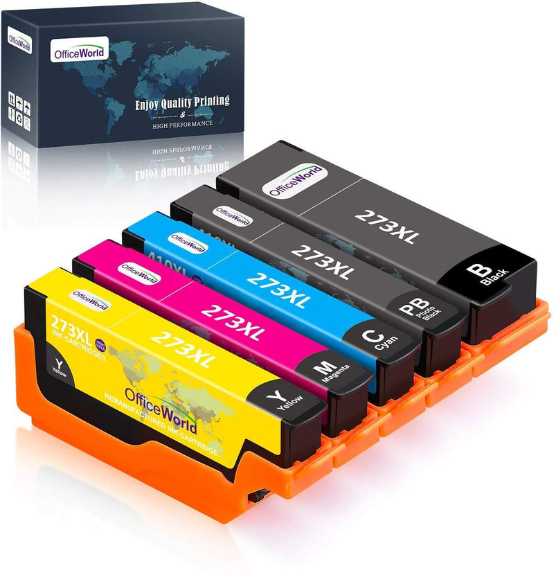 OfficeWorld Remanufactured Ink Cartridge Replacement for Epson 273 273XL 273 XL T273XL Used for Expression XP520 XP820 XP620 XP610 XP800 XP810 XP600 Printer, 5-Pack (1PB/1BK/1C/1M/1Y, High Yield)