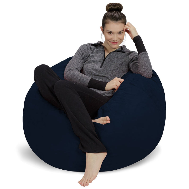 Sofa Sack - Plush, Ultra Soft Bean Bag Chair - Memory Foam Bean Bag Chair with Microsuede Cover - Stuffed Foam Filled Furniture and Accessories for Dorm Room - Navy 3'