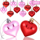 AOPOO 24 Pieces Heart Baubles Valentine's Day Heart Shaped Ornament Matt Heart Ornament for Valentine's Day Decoration and Home Party Decor, 2 Types (Red, Pink)