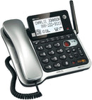 AT&T CL84102 DECT 6.0 Expandable Corded/Cordless Phone with Answering System and Caller ID/Call Waiting, 1 Corded and 1 Cordless Handset,Silver and Black